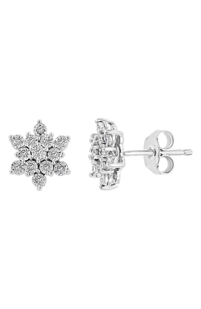 EFFY Floral Sterling Silver Diamond Stud Earrings - 0.13 ctw.