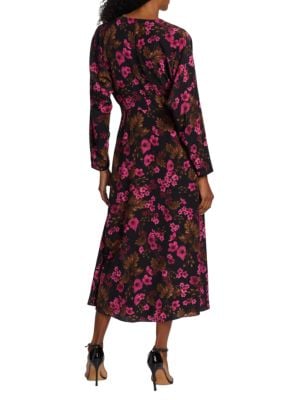 Elie Tahari Floral Azalea Print Midi Dress