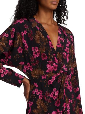 Elie Tahari Floral Azalea Print Midi Dress