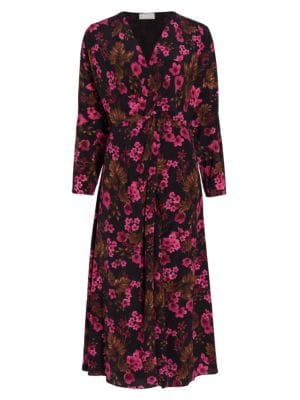 Elie Tahari Floral Azalea Print Midi Dress