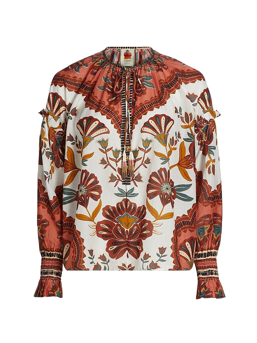 Ana Tapestry Cotton-Blend Blouse