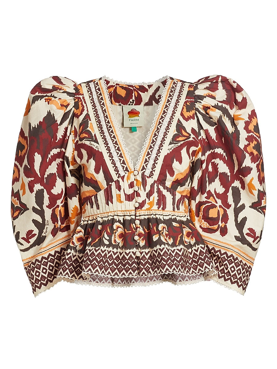 Ana Tapestry Cotton-Blend Blouse