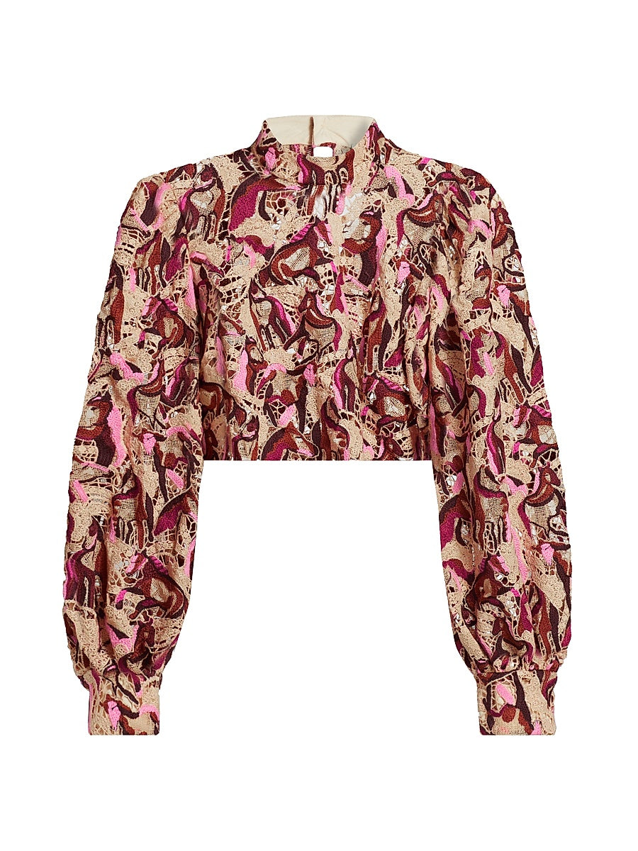 Ana Tapestry Cotton-Blend Blouse