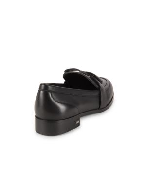 Stuart Weitzman Emma Bow Leather Loafers
