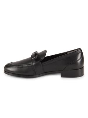 Stuart Weitzman Emma Bow Leather Loafers