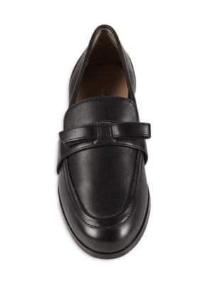 Stuart Weitzman Emma Bow Leather Loafers