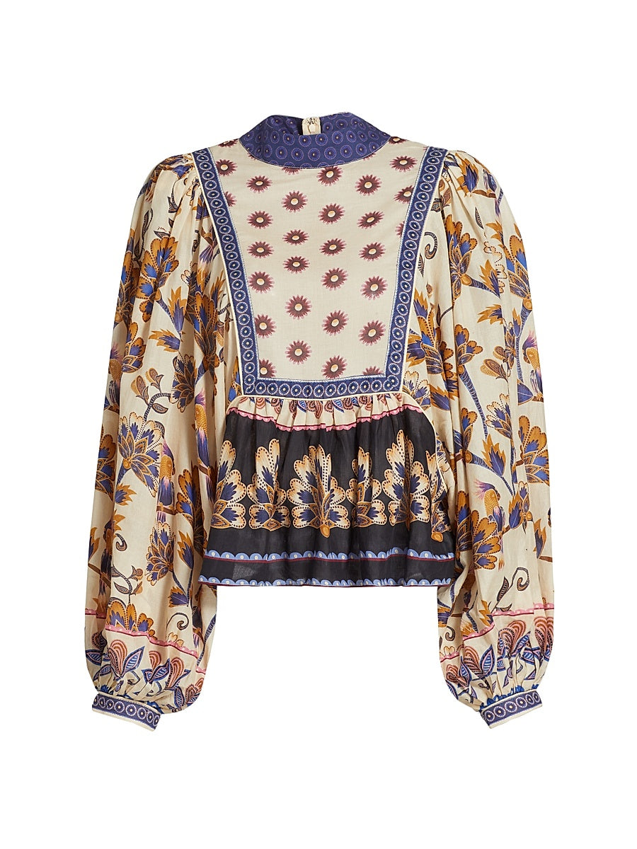 Ana Tapestry Cotton-Blend Blouse
