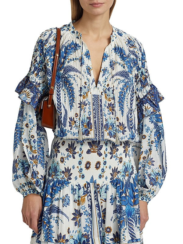 Ana Tapestry Cotton-Blend Blouse