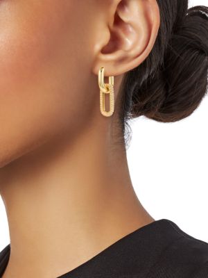Area Stars
14K Goldplated & Cubic Zirconia Link Drop Earrings