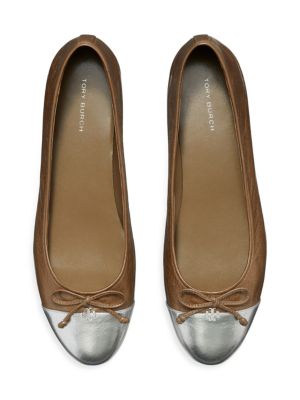 Tory Burch Cap-Toe Leather Ballet Flats