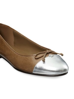 Tory Burch Cap-Toe Leather Ballet Flats