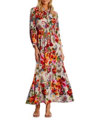 La Moda Clothing Floral Paisley Long Vacation Maxi Dress