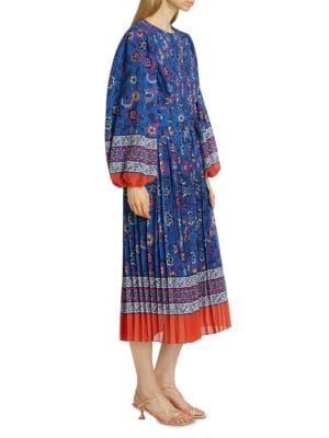 Elie Tahari The Cecilia Pleated Printed Dress
