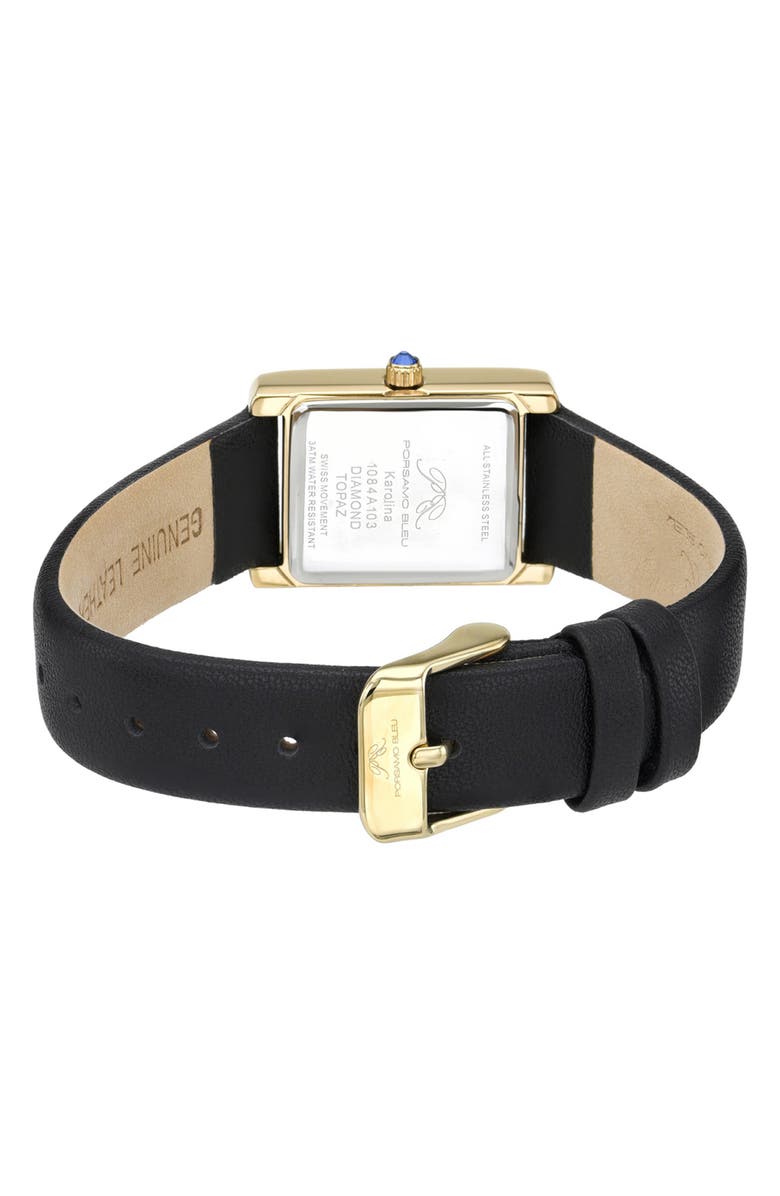 PORSAMO BLEU Karolina Diamond & Topaz Leather Strap Watch, 30mm