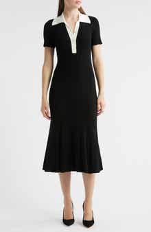 Flutter Sleeve Pleated Midi Dress