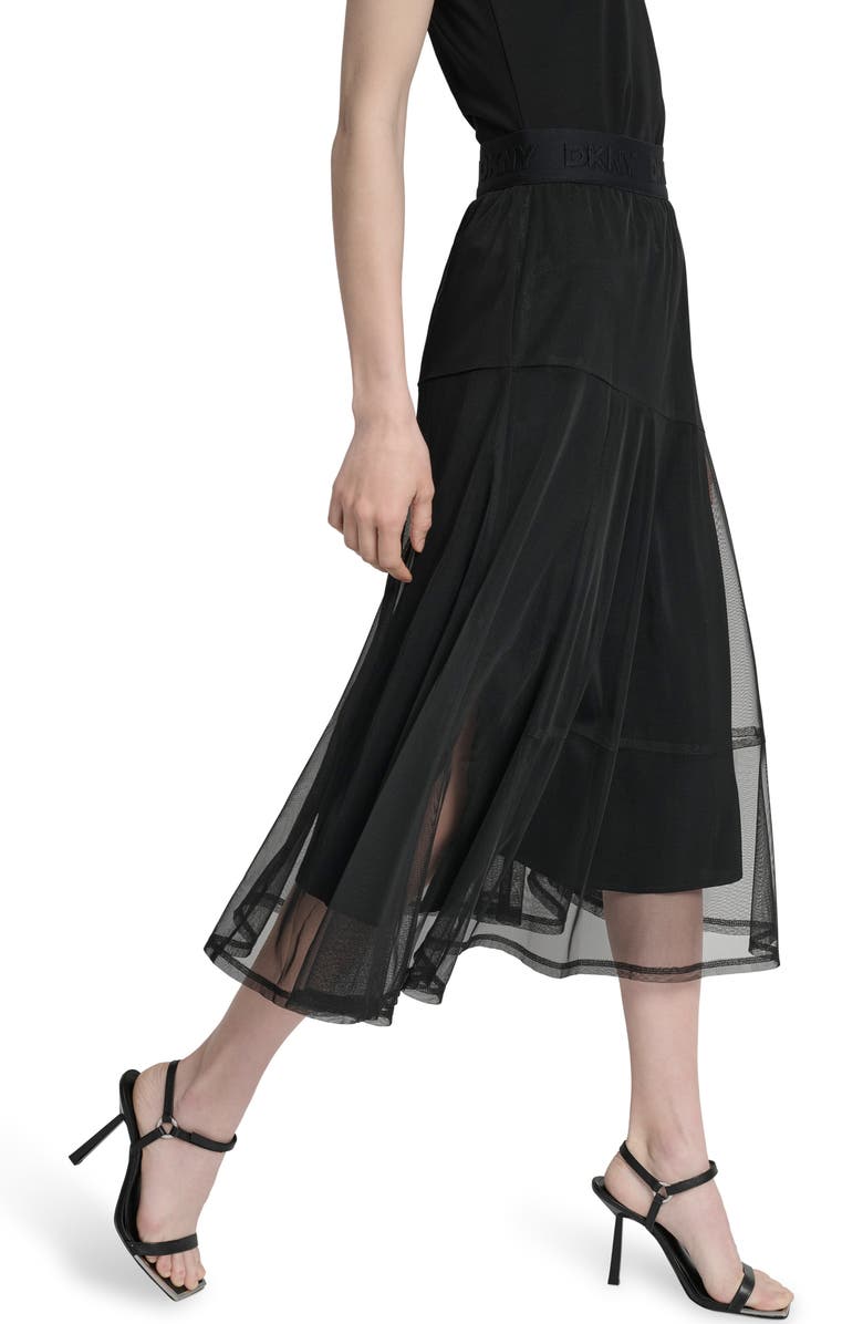DKNY Layered Mesh Midi Skirt