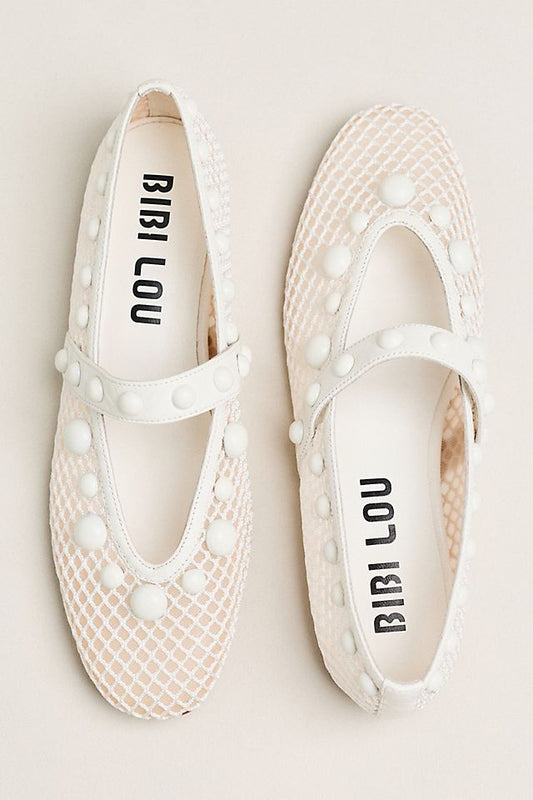 Anthropologie Bibi Lou Netted Stud Mary Jane Flats