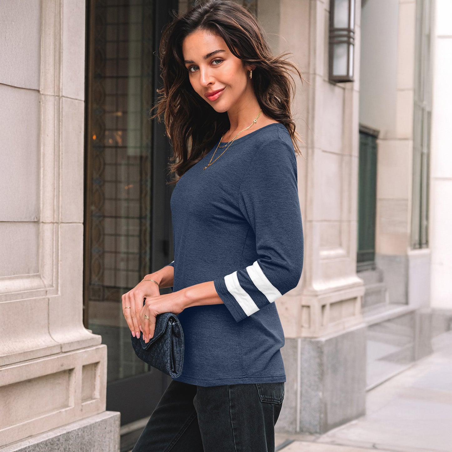 Walmart SUNBS Blouses for Women T Shirts 3/4 Sleeve Tops Business Dressy Casual Tees Trendy Outfits Clothes