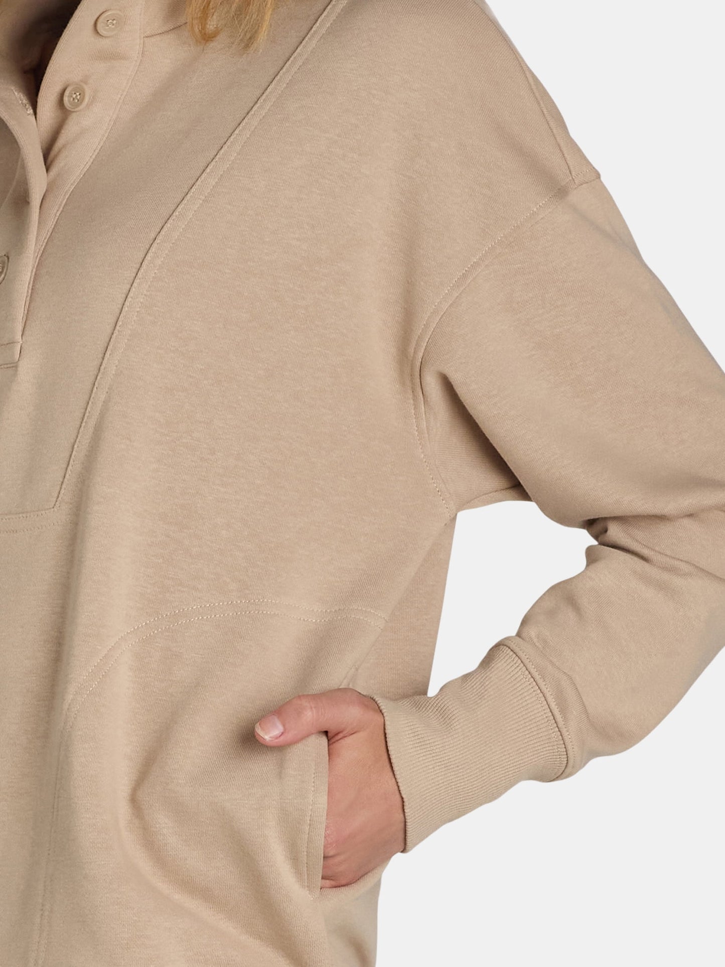 thumbnail image 4 of Time and Tru Women's Mock Neck Sweatshirt with Button Placket, Sizes XS-XXXL, 4 of 5