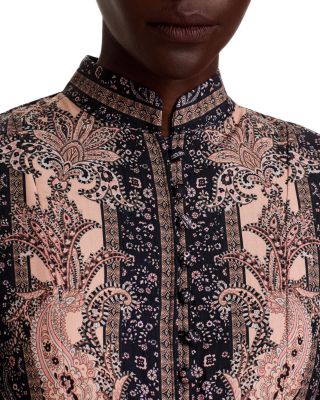 Nancy Yang Mandarin Collar Midi Dress