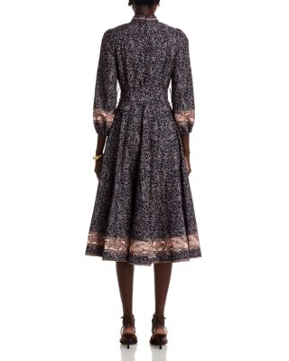 Nancy Yang Mandarin Collar Midi Dress