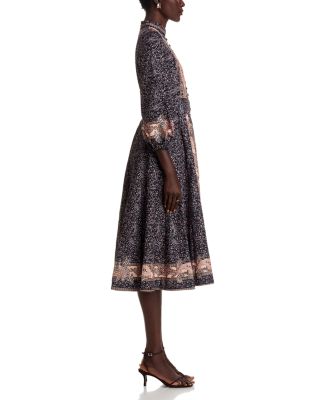 Nancy Yang Mandarin Collar Midi Dress
