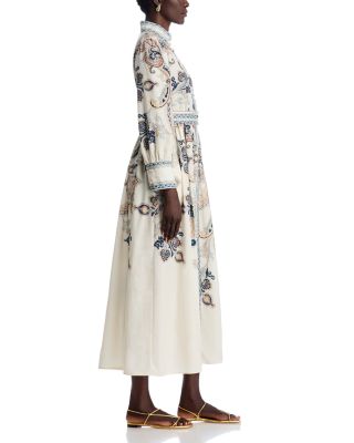 Nancy Yang Mandarin Collar Maxi Dress