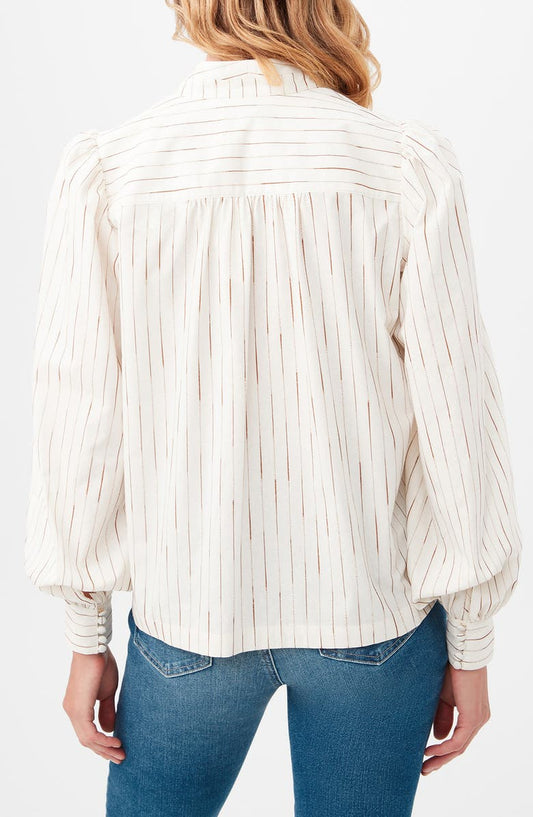 Trina Turk Sisi Stripe Long Sleeve Silk & Cotton Blend Shirt