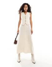 ARRANGE cotton voile maxi dress with lace trim in ivory