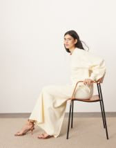 ARRANGE cotton voile maxi dress with lace trim in ivory
