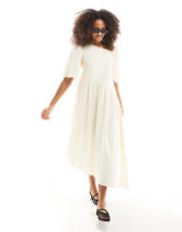 ARRANGE cotton voile maxi dress with lace trim in ivory