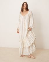 ARRANGE cotton voile maxi dress with lace trim in ivory