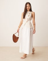 ARRANGE cotton voile maxi dress with lace trim in ivory