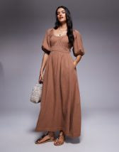 ARRANGE cotton voile maxi dress with lace trim in ivory