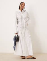 ARRANGE cotton voile maxi dress with lace trim in ivory
