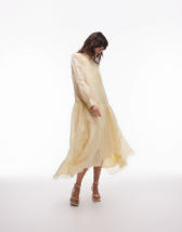 ARRANGE cotton voile maxi dress with lace trim in ivory