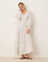 ARRANGE cotton voile maxi dress with lace trim in ivory