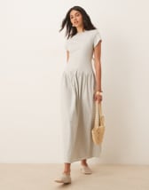 ARRANGE cotton voile maxi dress with lace trim in ivory