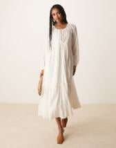ARRANGE cotton voile maxi dress with lace trim in ivory