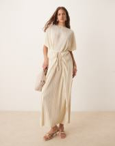 ARRANGE cotton voile maxi dress with lace trim in ivory