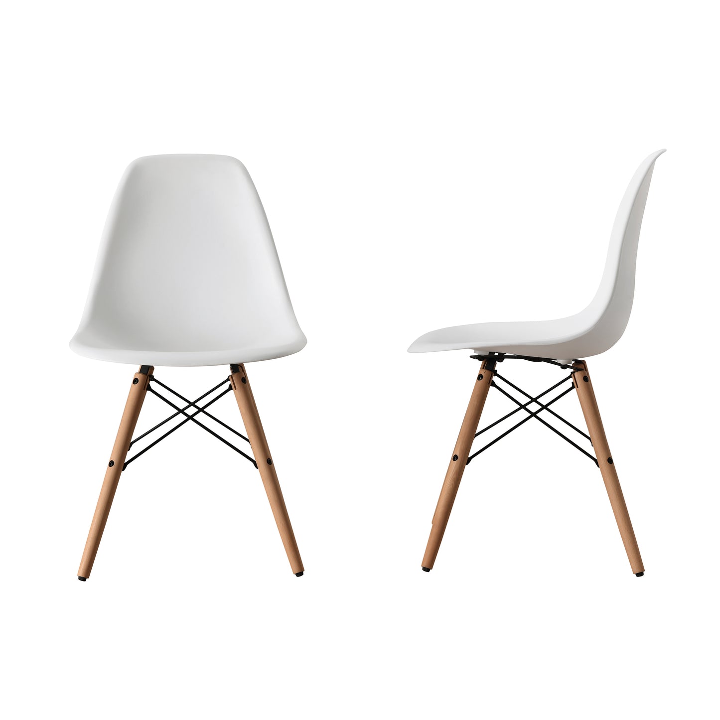Walmart Mainstays Mid-Century Modern Dining Chair, Set of 4, White and Beech Color for Indoor