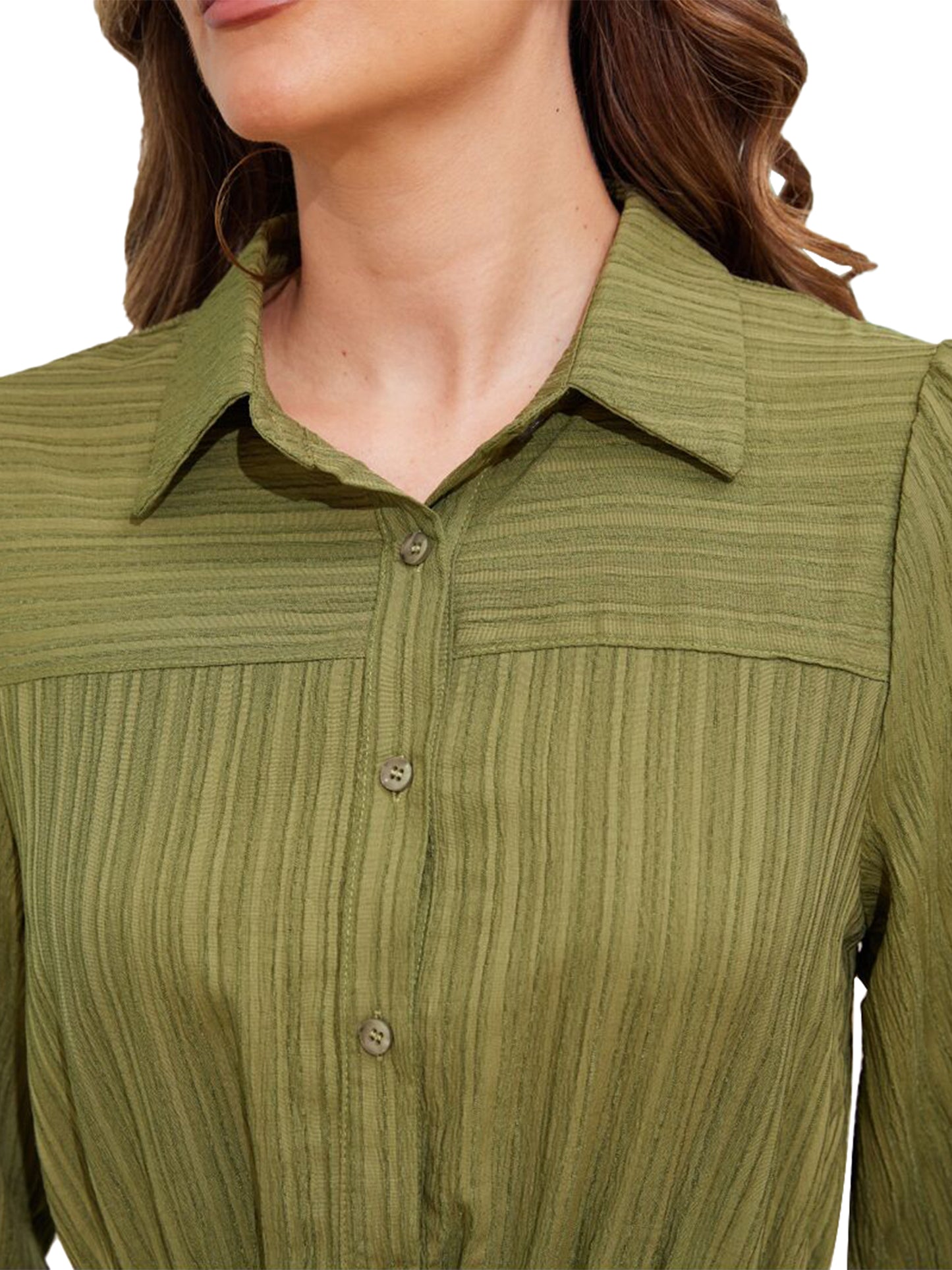 Walmart Frontwalk Fall Dresses For Women 2024 Lapel Neck Button Long Sleeve Dress Belted A-Line Flowy Rufflee Maxi Shirt Dress Casual Long Sundress Army Green XL