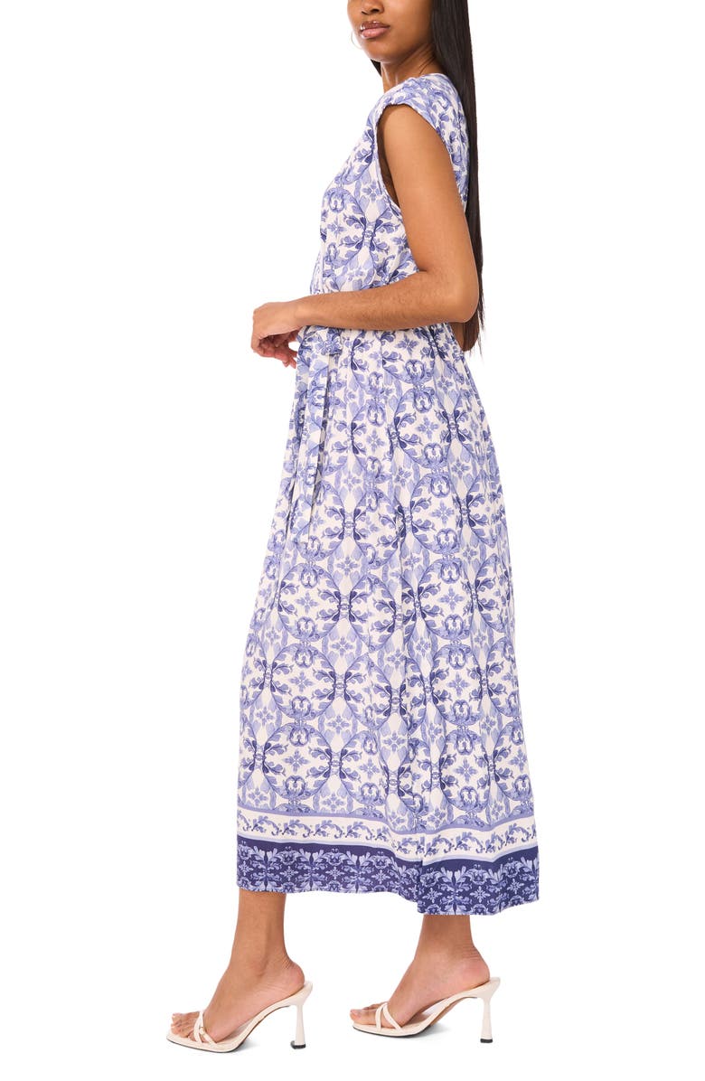 Halogen® Floral Cap Sleeve Tie Waist Maxi Dress