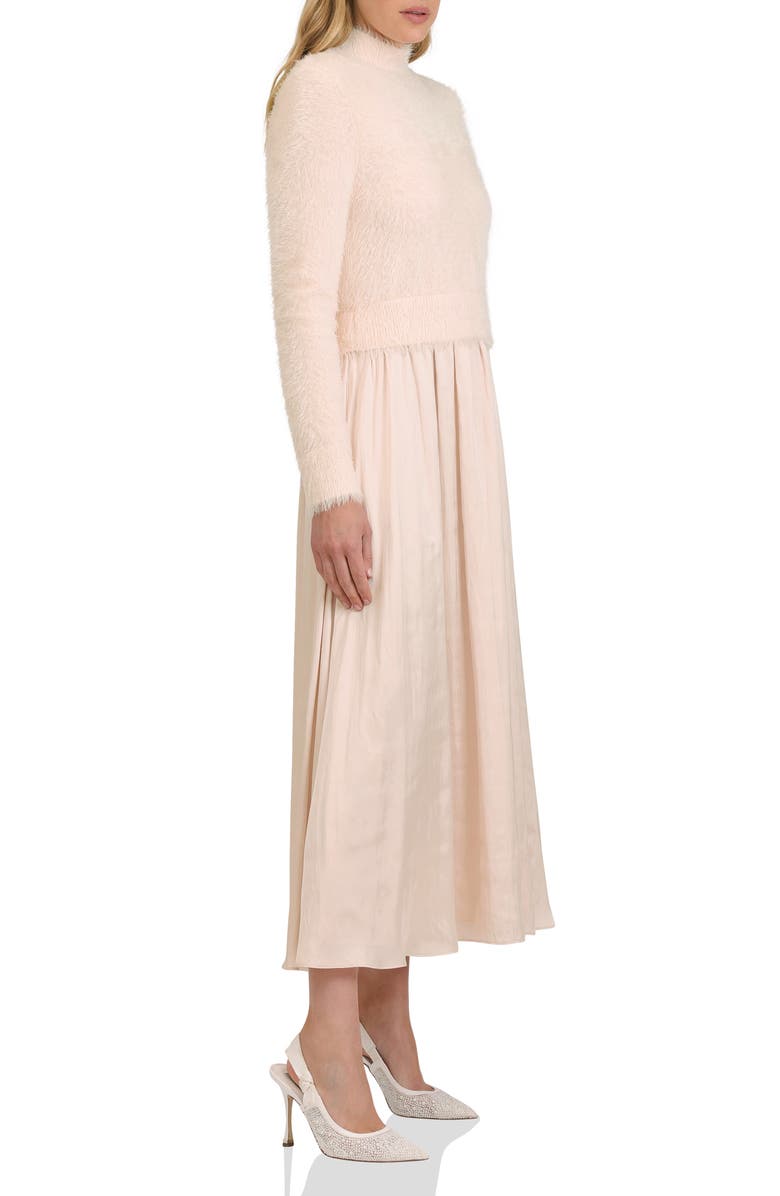 Avec Les Filles Long Sleeve Mixed Media Maxi Dress