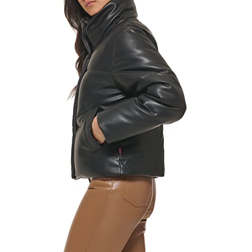 Levi's Women's Vegan Leather Quilted Short Puffer Jacket
