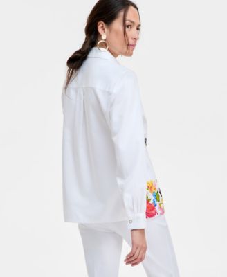 Macy's JM CollectionWomen's Printed Cotton-Poplin Blouse, Exclusively at Macy's