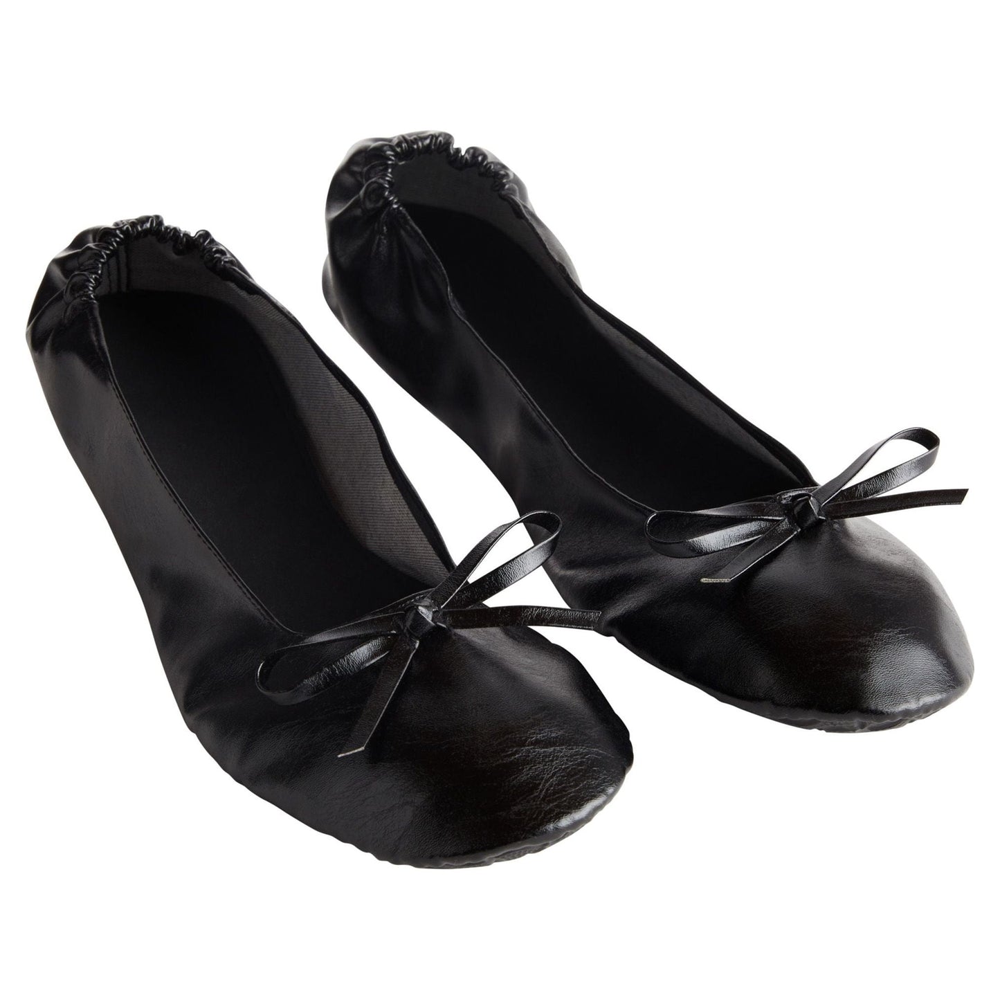 Walmart Black Foldable Ballet Flats for Women, Roll Up Flats with Zipper Pouch, US Size 8.5-9.5