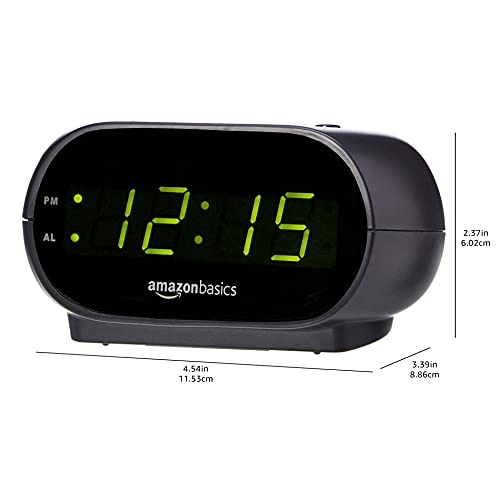 Amazon Amazon Basics Small Digital Oval Alarm Clock With LED Display, Nightlight & Battery Backup, Black, 4.5 x 3.5 x 2.4 Inches