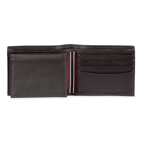 Tommy Hilfiger Men's Leather Wallet – Slim Bifold with 6 Credit Card Pockets and Removable ID Window