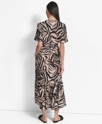 Macy's DKNYWomen's Printed V-Neck Short-Sleeve Maxi Dress